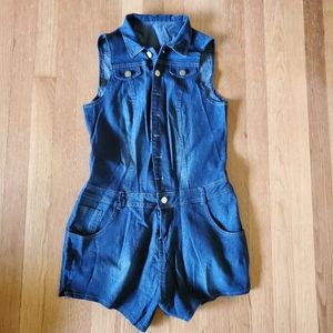 Denim one piece jumper shorts